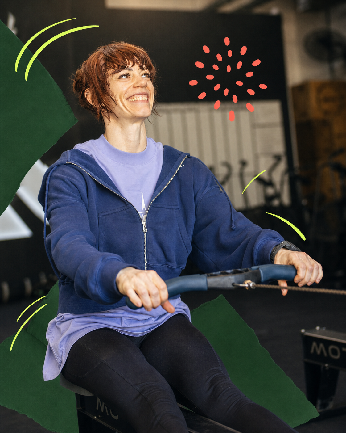 Sarah training on a rowing machine